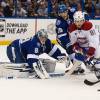 TAMPA, FL - May 7: Goalie Andrei Vasilevskiy #88 of the Tampa Bay Lightning against Lars Eller #81 of the Montreal Canadiens during the second period in Game Four of the Eastern Conference Semifinals during the 2015 NHL Stanley Cup Playoffs at the Amalie Arena on May 7, 2015 in Tampa, Florida.  (Photo by Scott Audette/NHLI via Getty Images)