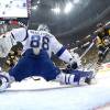 PITTSBURGH, PA - MAY 16:  Andrei Vasilevskiy #88 of the Tampa Bay Lightning tends goal against the Pittsburgh Penguins during the first period in Game Two of the Eastern Conference Final during the 2016 NHL Stanley Cup Playoffs at the Consol Energy Center on May 16, 2016 in Pittsburgh, Pennsylvania.  (Photo by Bruce Bennett/Getty Images)