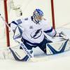 WASHINGTON, DC - MAY 17: Tampa Bay Lightning goaltender Andrei Vasilevskiy (88) blocks a shot during game four of the NHL Eastern Conference Finals between the Washington Capitals and the Tampa Bay Lightning on May 17, 2018, at Capital One Arena, in Washington, D.C. 
Tampa Bay defeated the Washington Capitals 4-2.
(Photo by Tony Quinn/Icon Sportswire via Getty Images)