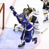 TORONTO, ONTARIO - AUGUST 31:  Anthony Cirelli #71 of the Tampa Bay Lightning celebrates after scoring a goal past Jaroslav Halak #41 of the Boston Bruins during the third period in Game Five of the Eastern Conference Second Round during the 2020 NHL Stanley Cup Playoffs at Scotiabank Arena on August 31, 2020 in Toronto, Ontario. (Photo by Elsa/Getty Images)