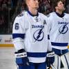 EDMONTON, AB - DECEMBER 17: Anton Stralman #6 of the Tampa Bay Lightning stands for the singing of the national anthem prior to the game against the Edmonton Oilers on December 17, 2016 at Rogers Place in Edmonton, Alberta, Canada. (Photo by Andy Devlin/NHLI via Getty Images)