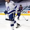 TORONTO, ONTARIO - AUGUST 17:  Barclay Goodrow #19 of the Tampa Bay Lightning celebrates his goal against the Columbus Blue Jackets during the second period of Game Four of the Eastern Conference First Round during the 2020 NHL Stanley Cup Playoffs at Scotiabank Arena on August 17, 2020 in Toronto, Ontario. (Photo by Mark Blinch/NHLI via Getty Images)