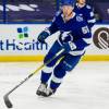 TAMPA, FL - APRIL 4: Ben Thomas #56 of the Tampa Bay Lightning skates against the Detroit Red Wings during the second period at Amalie Arena on April 4, 2021 in Tampa, Florida. (Photo by Scott Audette/NHLI via Getty Images)