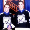 BUFFALO, NY - JUNE 27:  Brad Richards and Vincent Lecavalier of the Tampa Bay Lightning shake hands during the 1998 NHL Entry Draft on June 27, 1998 at the Marine Midland Arena in Buffalo, New York.  Lecavalier was the 1st overall pick and Richards was the 64th pick.  (Photo by B Bennett/Getty Images)