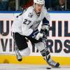 UNIONDALE, NY - FEBRUARY 13:  Brandon Bochenski #27 of the Tampa Bay Lightning skates against the New York Islanders on February 13, 2010 at Nassau Coliseum in Uniondale, New York. The Islanders defeated the Lightning 5-4.  (Photo by Mike Stobe/NHLI via Getty Images)