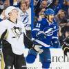 TAMPA, FL - MAY 24: Brian Boyle #11 of the Tampa Bay Lightning celebrates his goal against Olli Maatta #3 and the Pittsburgh Penguins during the third period of Game Six of the Eastern Conference Finals in the 2016 NHL Stanley Cup Playoffs at the Amalie Arena on May 24, 2016 in Tampa, Florida.  (Photo by Scott Audette/NHLI via Getty Images)