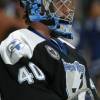 TORONTO - NOVEMBER 5:  Goaltender Brian Eklund #40 of the Tampa Bay Lightning looks on during the NHL game against the Toronto Maple Leafsat the Air Canada Centre November 5, 2005 in Toronto, Ontario.(Photo By Dave Sandford/Getty Images)