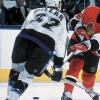 UNITED STATES - JANUARY 25:  Hockey: Ottawa Senators Marian Hossa (18) in action vs Tampa Bay Lightning's Craig Millar (32), Tampa, FL 1/25/2001  (Photo by Bob Rosato/Sports Illustrated via Getty Images)  (SetNumber: X62364 TK1 R5 F9)