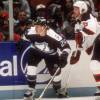 EAST RUTHERFORD, NJ - CIRCA 1993: Danton Cole #24 of the Tampa Bay Lightning skates against the New Jersey Devils during an NHL Hockey game circa 1993 at the Brendan Byrne Arena in East Rutherford, New Jersey. Cole's playing career went from 1989-2000. (Photo by Focus on Sport/Getty Images)