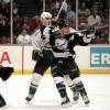 1 Dec 1999:  Pavel Trnka #7 of the Anaheim Mighty Ducks pushes against Darcy Tucker #16 of the Tampa Bay Lightning tries to score at the Arrowhead Pond in Anaheim, California. The Lightning defeated the Ducks 4-2. Mandatory Credit: Kellie Landis  /Allsport
