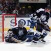 TORONTO, ON - APRIL 8: Dieter Kochan #35 and Bryan Muir #6 of the Tampa Bay Lightning skate against the Toronto Maple Leafs during NHL game action on April 8, 2000 at Air Canada Centre in Toronto, Ontario, Canada. (Photo by Graig Abel/Getty Images)