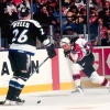 2000 Season: New Jersey's Randy McKay fires slapshot past Tampa defenseman Jay Wells.  (Photo by Jim Leary/Getty Images)