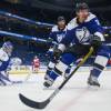 TAMPA, FL - FEBRUARY 5: Luke Schenn #2 of the Tampa Bay Lightning skates against the Detroit Red Wings during the second period at Amalie Arena on February 5, 2021 in Tampa, Florida. (Photo by Mark LoMoglio/NHLI via Getty Images)