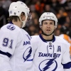 Center Steven Stamkos (#91) listens to Right Winger Martin St. Louis (#26) of the Tampa Bay Lightning during the first period of the game between the Tampa Bay Lightning and the Philadelphia Flyers at the Wells Fargo Center. The visiting Tampa Bay Lightning defeated the Philadelphia Flyers by a score of 5-3.
(Bob Fina/Inside Hockey)
2012-03-26_IMG_00581.jpg