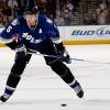 TAMPA, FL - NOVEMBER 14:  Mattias Ohlund #5 of the Tampa Bay Lightning shoots the puck against the Los Angeles Kings at the St. Pete Times Forum on November 14, 2009 in Tampa, Florida.  (Photo by Scott Audette/NHLI via Getty Images)