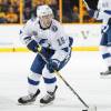 NASHVILLE, TN - JANUARY 23: Michael Bournival #15 of the Tampa Bay Lightning skates against the Nashville Predators during an NHL game at Bridgestone Arena on January 23, 2018 in Nashville, Tennessee. (Photo by John Russell/NHLI via Getty Images)