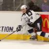 LOS ANGELES, CA - JANUARY 17:  Rob DiMaio #18 of the Tampa Bay Lightning skates with the puck against the Los Angeles Kings during the NHL game on January 17, 2006 at the Staples Center in Los Angeles, California.  The Lightning defeated the Kings 4-1.  (Photo by Noah Graham/Getty Images)