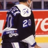 Canadian hockey player Joey Kocur (center) of the New York Rangers exchanges words with Rudy Poeschek (left) of the Tampa Bay Lightning during a game at Madison Square Garden, New York, New York, 1990s. (Photo by Bruce Bennett Studios via Getty Images Studios/Getty Images)