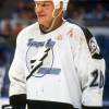 ST. PETERSBURG, FL - 1995:  Rudy Poeschek #20 of the Tampa Bay Lightning skates on the ice with a bloodied jersey during an NHL game circa 1995 at the Thunderdome in St. Petersburg, Florida.  (Photo by S Levy/Bruce Bennett Studios via Getty Images Studios/Getty Images)