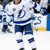 BOSTON, MA - NOVEMBER 29: Tampa Bay Lightning right wing Ryan Callahan (24) sets up a drill before a game between the Boston Bruins and the Tampa Bay Lightning on November 29, 2017, at TD Garden in Boston, Massachusetts. The Bruins defeated the Lightning 3-2. (Photo by Fred Kfoury III/Icon Sportswire via Getty Images)