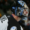 UNIONDALE, NY - JANUARY 2:  Goaltender Sean Burke #1 of the Tampa Bay Lightning looks on against the New York Islanders at the Nassau Coliseum on January 2, 2006 in Uniondale, New York. The Lightning won 2-1.  (Photo by Bruce Bennett/Getty Images)