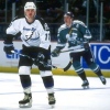 3 Mar 1996: Leftwinger Shawn Burr of the Tampa Bay Lightning looks on during a game against the Anaheim Mighty Ducks at Arrowhead Pond in Anaheim, California. The game was a tie, 2-2.
