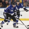 TAMPA, FL - MARCH 8: Teddy Purcell #16 of the Tampa Bay Lightning battles for the puck against the Boston Bruins at Tampa Bay Times Forum on March 8, 2014 in Tampa, Florida. (Photo by Scott Iskowitz/Getty Images)