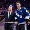 TAMPA, FL - JANUARY 25:  Vincent Lecavalier #4 of the Tampa Bay Lightning receives a silver stick during his 1,000th NHL game ceremony from Tampa Bay Lightning VP & General Manager, Steve Yzerman, prior to tonights game against the Ottawa Senators at the Tampa Bay Times Forum on January 25, 2013 in Tampa, Florida.  (Photo by Scott Audette/NHLI via Getty Images)