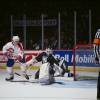 MONTREAL, CANADA - CIRCA 1990:  John Leclair #17 of the Montreal Canadiens looks for a rebound during play against the Tampa Bay Lightning Circa 1990 at the Montreal Forum in Montreal, Quebec, Canada. (Photo by Denis Brodeur/NHLI via Getty Images)