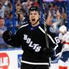 TAMPA, FL - MARCH 11: Yanni Gourde #65 of the Tampa Bay Lightning celebrates his first career NHL goal against the Florida Panthers during the second period at Amalie Arena on March 11, 2017 in Tampa, Florida.  (Photo by Mark LoMoglio/NHLI via Getty Images)