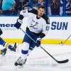 TAMPA, FL - OCTOBER 14: Alex Killorn #17 of the Tampa Bay Lightning gets ready for the game against the St Louis Blues at Amalie Arena on October 14, 2017 in Tampa, Florida.  (Photo by Scott Audette/NHLI via Getty Images)"n